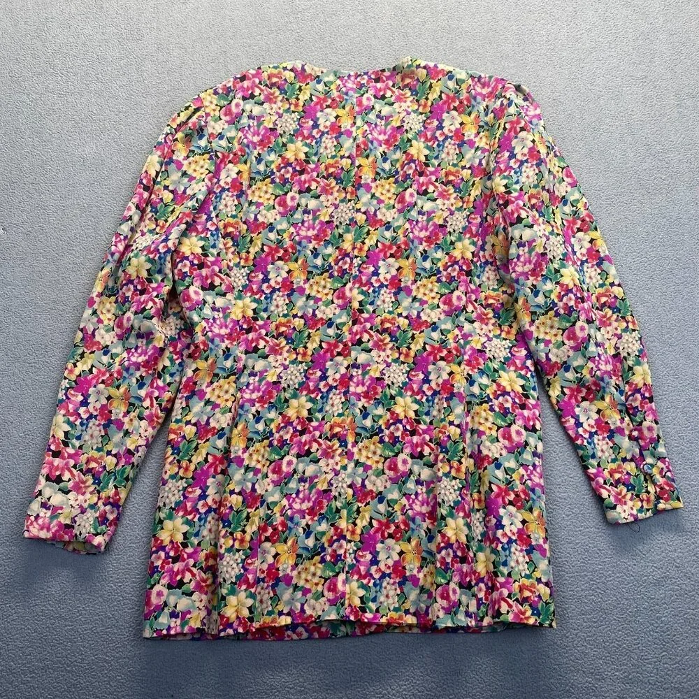 VINTAGE - Albert Nipon Floral Blazer 100% Silk,Size 14,Dry Clean - Picture 10 of 10